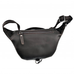 Grote Heuptasje Unisex - Zwart-Bruin Rundleer - Informal Crossbodytas