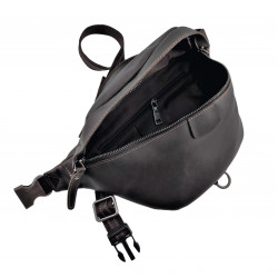 Grote Heuptasje Unisex - Zwart-Bruin Rundleer - Informal Crossbodytas