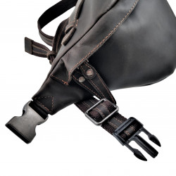 Grote Heuptasje Unisex - Zwart-Bruin Rundleer - Informal Crossbodytas