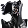 ∅19mm x 2,5mm Oorbellen Dames - Verguld RVS - Paarse Strik Bungelende Oorbellen - Oorringen met Hanger