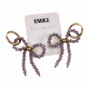 ∅19mm x 2,5mm Oorbellen Dames - Verguld RVS - Paarse Strik Bungelende Oorbellen - Oorringen met Hanger