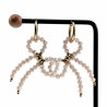 ∅19mm x 2,5mm Oorbellen Dames - Verguld RVS - Lichte Perzikkleur Strik Bungelende Oorbellen - Oorringen met Hanger