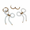 Oorbellen Dames - Verguld RVS - Gebroken Witte Strik Bungelende Oorbellen