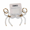 Oorbellen Dames - Verguld RVS - Gebroken Witte Strik Bungelende Oorbellen