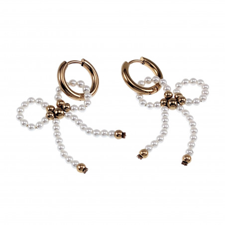 Verguld RVS Witte Schelpstrik Bungelende Oorbellen Oorringen met Hanger