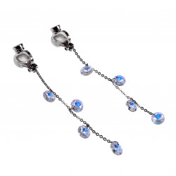 74mm Lang Gerhodineerd Oorclips met Ketting Versierd met Zirkoniastenen