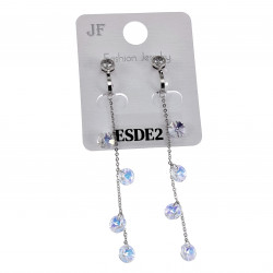 74mm Lang Gerhodineerd Oorclips met Ketting Versierd met Zirkoniastenen