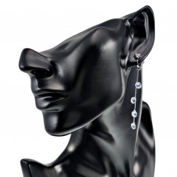 74mm Lang Gerhodineerd Oorclips met Ketting Versierd met Zirkoniastenen
