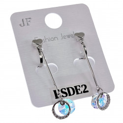 42mm Lang Gerhodineerd Hart Oorclips met staafje Versierd Twee Hangers