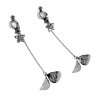 Dames - 60mm Lang - Gerhodineerd - Oorclips met Bloem- en Bladhangers
