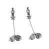 Dames - 60mm Lang - Gerhodineerd - Oorclips met Bloem- en Bladhangers