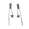 Gerhodineerd - Ster Oorclips met Staaf- en Sterbengel 69mm Lang Dames