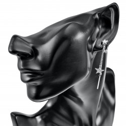 Gerhodineerd - Ster Oorclips met Staaf- en Sterbengel 69mm Lang Dames