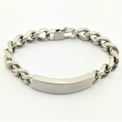 12,5mm ID-Armband van Geborstelde/Mat Roestvrij Staal
