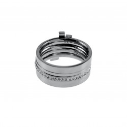 Set van Vier Ringen Dames - Gepolijst RVS - Ringen met Strass