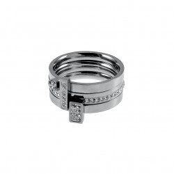 Set van Vier Ringen Dames - Gepolijst RVS - Ringen met Strass