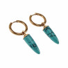 ∅18mm x 2,5mm Oorbellen Dames - Verguld RVS - Oorringen met Turquoise Steen Hanger