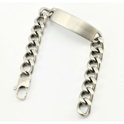 12,5mm ID-Armband van Geborstelde/Mat Roestvrij Staal