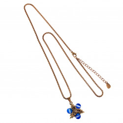 50cm tot 55cm Ketting Dames - Verguld RVS - Jasseron-Ketting met Blauwe Ster Hanger - Verstelbaar