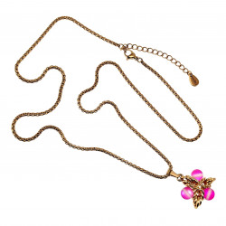 Verguld RVS Verstelbaar Jasseron-Ketting met Roze Ster Hanger Dames