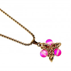 50cm tot 55cm Ketting Dames - Verguld RVS - Jasseron-Ketting met Roze Ster Hanger - Verstelbaar