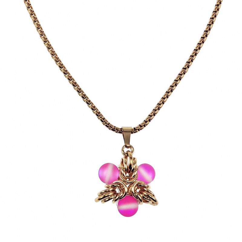 Verguld RVS Verstelbaar Jasseron-Ketting met Roze Ster Hanger Dames Verguld RVS Verstelbaar Jasseron-Ketting met Roze Ster Hanger Dames
