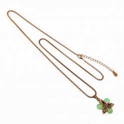 50cm tot 55cm Ketting Dames - Verguld RVS - Jasseron-Ketting met Lichtgroene Ster Hanger - Verstelbaar