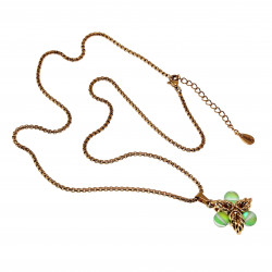 50cm tot 55cm Ketting Dames - Verguld RVS - Jasseron-Ketting met Lichtgroene Ster Hanger - Verstelbaar