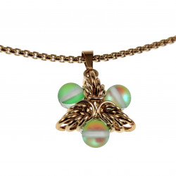 50cm tot 55cm Ketting Dames - Verguld RVS - Jasseron-Ketting met Lichtgroene Ster Hanger - Verstelbaar