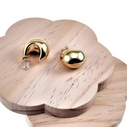 Oorbellen Dames - Druppelvormige Oorringen - Goudkleurig RVS - Grote Drop Earrings - Druppel Oorknopjes