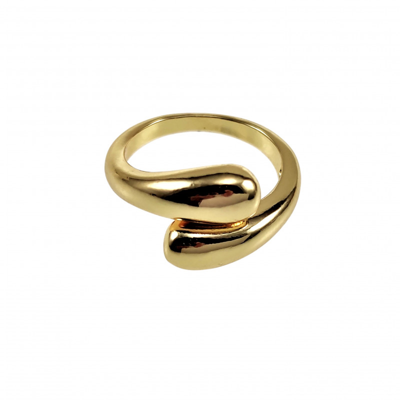 Drop Ring Dames One-Size - Gepolijst Goudkleurig RVS Verstelbare Ring Drop Ring Dames One-Size - Gepolijst Goudkleurig RVS Verstelbare Ring