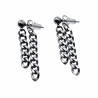 Lange Oorbellen Dames - Zilverkleurig RVS Oorknopjes met Twee Ketting