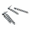Lange Oorbellen Dames - Zilverkleurig RVS Oorknopjes met Twee Ketting