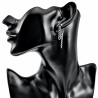 Lange Oorbellen Dames - Zilverkleurig RVS Oorknopjes met Twee Ketting