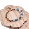 Verguld RVS Ovale Schakelarmband met Murano-Glaskralen en Natuurstenen