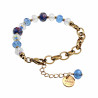 Verguld RVS Schakelarmband Lila-Blauwe Kristallen en Murano-Glaskralen
