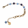 Verguld RVS Schakelarmband Lila-Blauwe Kristallen en Murano-Glaskralen