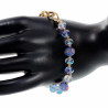 Verguld RVS Schakelarmband Lila-Blauwe Kristallen en Murano-Glaskralen