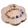 Verguld RVS Schakelarmband Lila-Blauwe Kristallen en Murano-Glaskralen