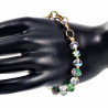Verguld RVS Schakelarmband met Groene Kristallen en Murano-Glaskralen