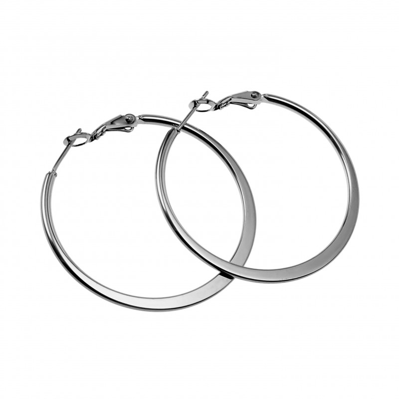∅40mm Oorbellen Dames Gepolijst Zilverkleur RVS Semi-platte Oorringen ∅40mm Oorbellen Dames Gepolijst Zilverkleur RVS Semi-platte Oorringen