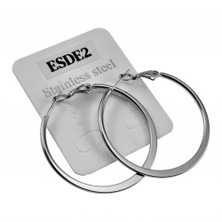 ∅40mm Oorbellen Dames Gepolijst Zilverkleur RVS Semi-platte Oorringen