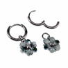 ∅14mm x 2mm Oorringen met Grijze-Groen Kristallen Bloem Hanger - RVS