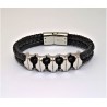 Gevlochten Leren Armband met Staal Elementen