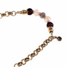 Dames - Verguld RVS Ronde Schakelarmband met Paarse en Roze Kristallen