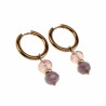 Verguld RVS Oorringen met Paarse en Roze Kristalkrallen Hanger