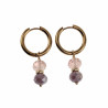 Verguld RVS Oorringen met Paarse en Roze Kristalkrallen Hanger