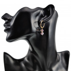 Verguld RVS Oorringen met Paarse en Roze Kristalkrallen Hanger