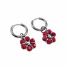 ∅14mm Oorringen met Doffe Rode Kristallen Bloem Hanger Gepolijst RVS
