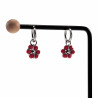 ∅14mm Oorringen met Doffe Rode Kristallen Bloem Hanger Gepolijst RVS